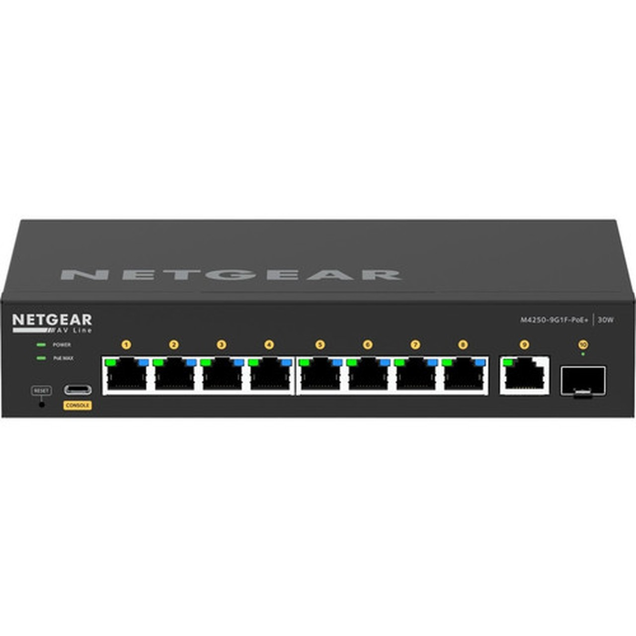 Netgear AV Line M4250 GSM4210PD Ethernet Switch - 8 Ports - Manageable - 10 Gigabit Ethernet - 10GBase-T 10GBase-X - 3 Layer - 1 SFP GSM4210PD-100NAS