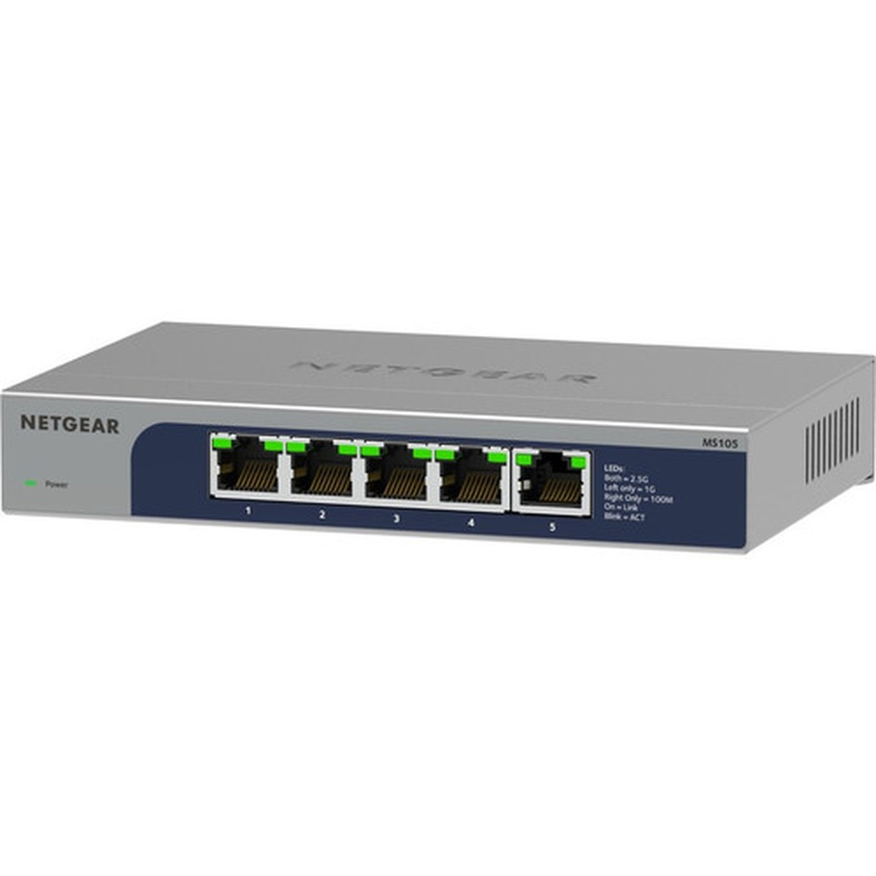 Netgear 5-Port Multi-Gigabit 25G Ethernet Unmanaged Switch - 5 Ports - 25 Gigabit Ethernet - 25GBase-T - 2 Layer Supported - 924 MS105-100NAS