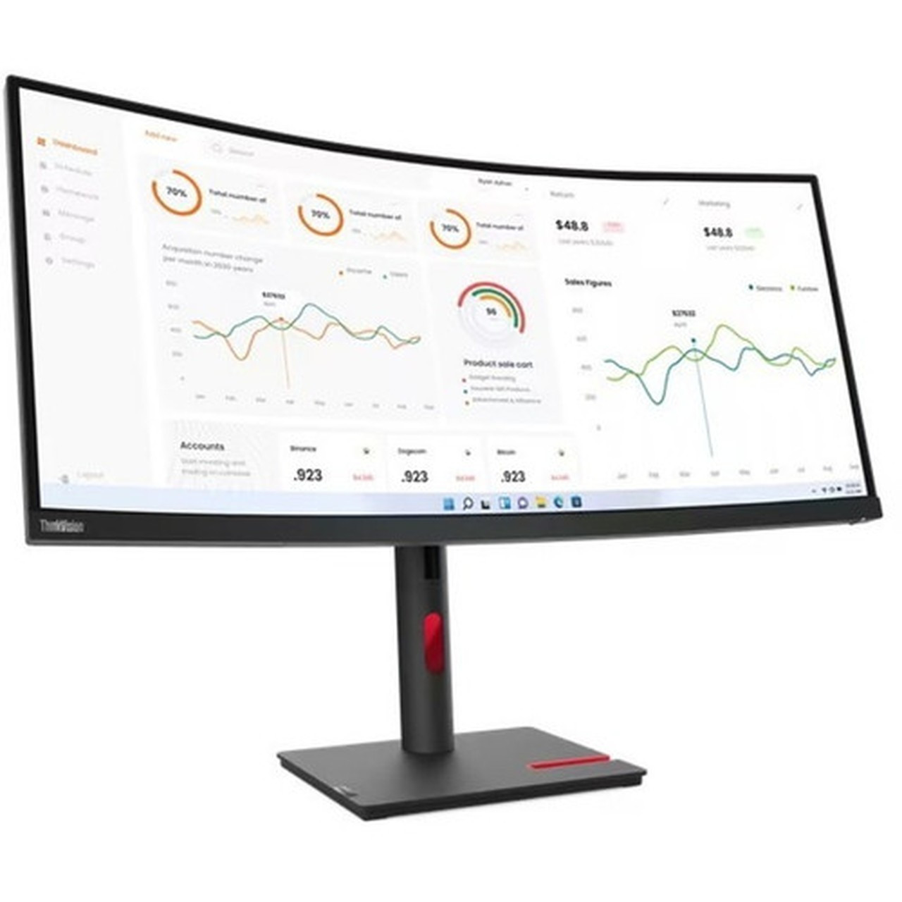 Lenovo ThinkVision T34w-30 34 UW-QHD Curved Screen LCD Monitor - 219 - Raven Black - 34 86360 mm Class - Vertical Alignment VA 63D4GAR1US