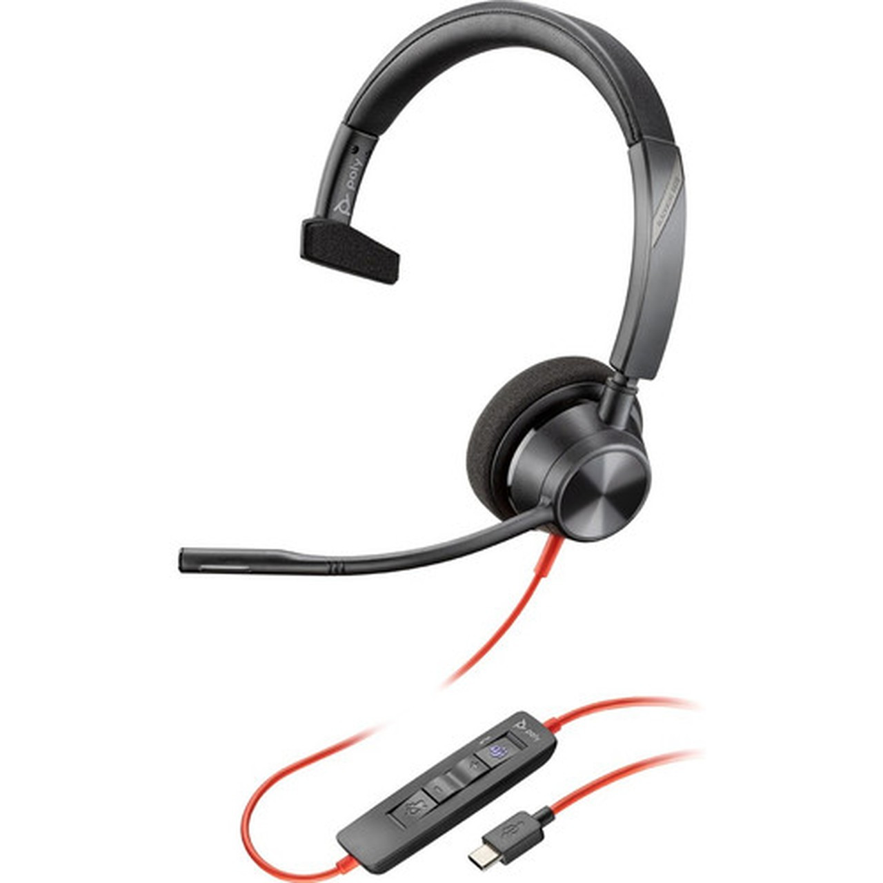 Poly Blackwire 3310 USB-C Headset - Mono - USB Type C - Wired - 32 Ohm - 80 Hz - 20 kHz - On-ear - Monaural - Open - 71 ft Cable - - 767F8AA