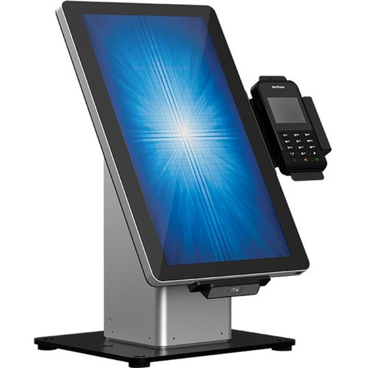 Elo Slim Desk Mount for Touchscreen Monitor Cradle Bar Code Reader Fingerprint Reader Webcam - Black Silver - 22 Screen Support E514693