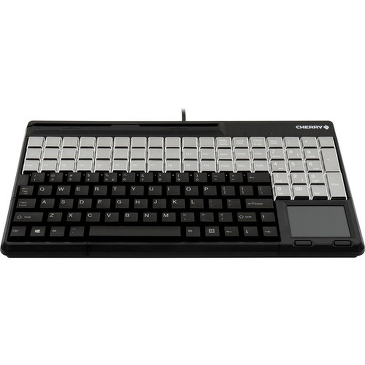 CHERRY Compact USB Keyboard With Magnetic Card Terminal and Touchpad - 123 Keys - QWERTY Layout - 60 Relegendable Keys - Magnetic - - G86-61411EUADAA