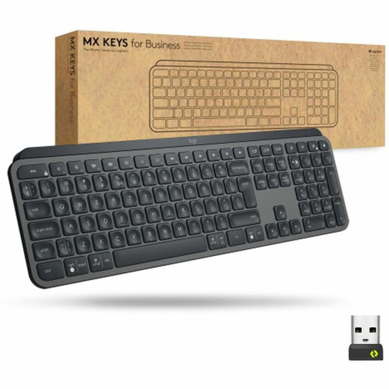 Logitech MX Keys for Business Graphite - Brown Box - Wireless Connectivity - Bluetooth - 3281 ft 10000 mm - iPhone iPad iPad - 920-010116