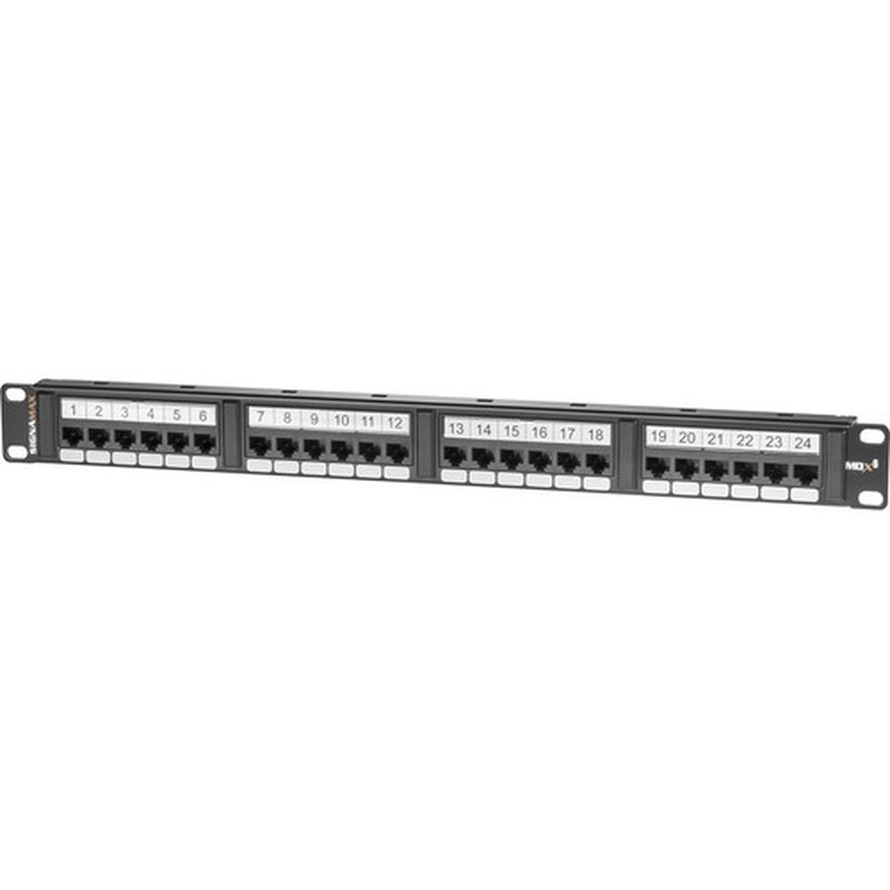 Signamax 24-Port Category 6 MDX-Series Patch Panel 1U - 24 Ports - 24 x RJ-45 - 1U High - Black - 19 Wide - Rack-mountable - TAA 24458MDX-C6