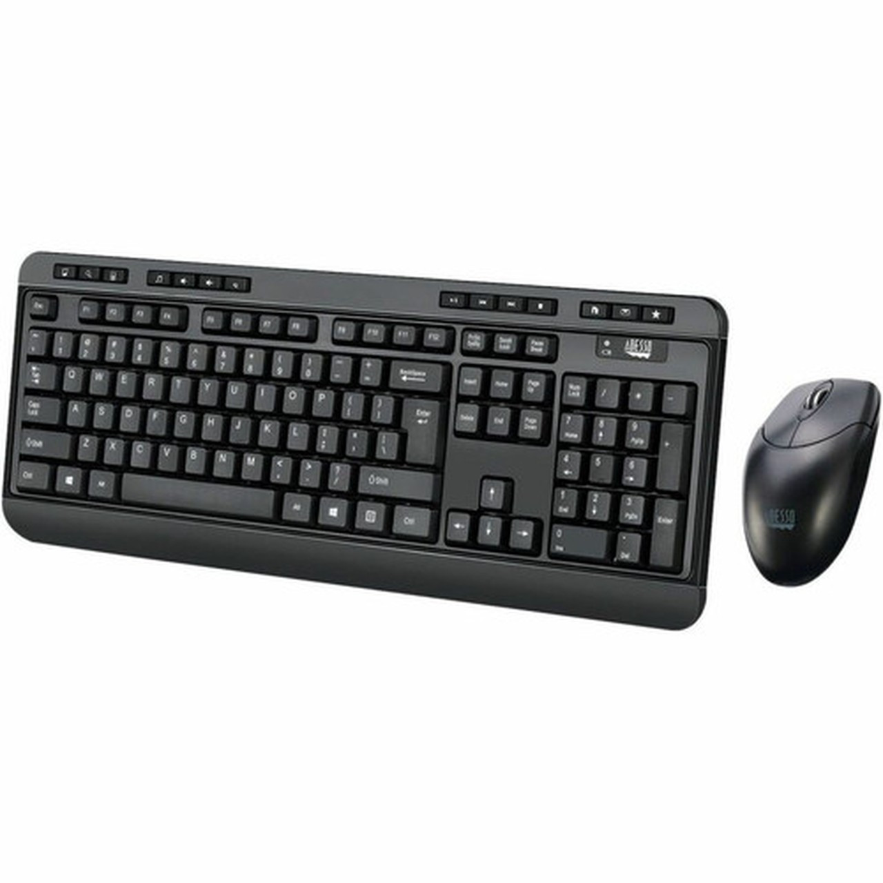 Adesso Antimicrobial Wireless Desktop Keyboard and Mouse - USB Membrane Wireless RF 240 GHz Keyboard - French - USB Wireless RF Mouse WKB-1320CB-FR