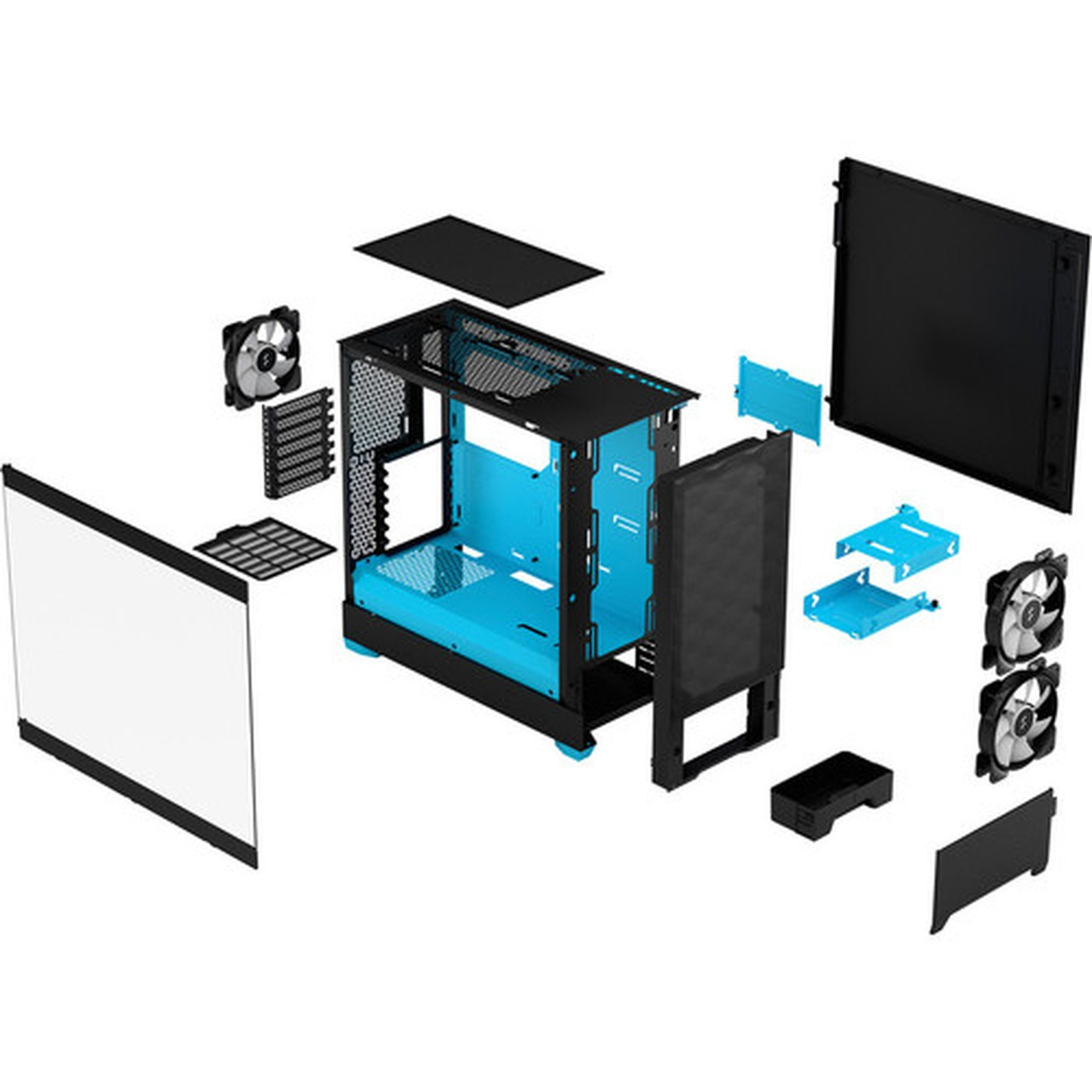 Fractal Design Pop Air RGB Computer Case - Tower - Cyan Black Blue - Steel Tempered Glass - 9 x Bay - 3 x 472 120 mm x Fans - FD-C-POR1A-02