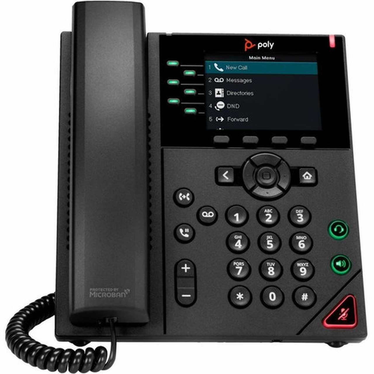 Poly VVX 350 IP Phone - Corded - Corded - Desktop Wall Mountable - Black - VoIP - 2 x Network RJ-45 - PoE Ports 89B69AAABA