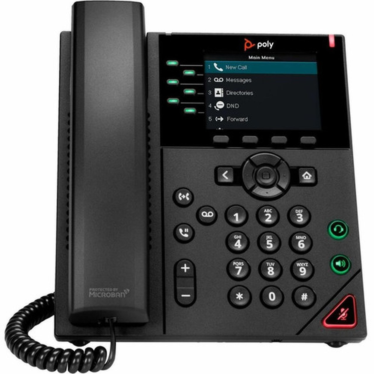 Poly VVX 350 IP Phone - Corded - Corded - Desktop Wall Mountable - Black - VoIP - 2 x Network RJ-45 - PoE Ports 89B69AAABA