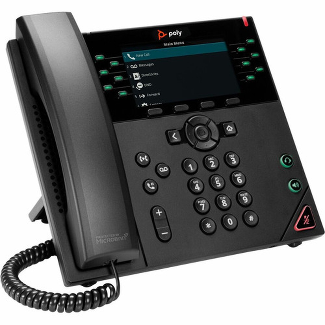 Poly VVX 450 IP Phone - Corded - Corded - Desktop Wall Mountable - Black - VoIP - 2 x Network RJ-45 - PoE Ports 8B1L7AAAC3