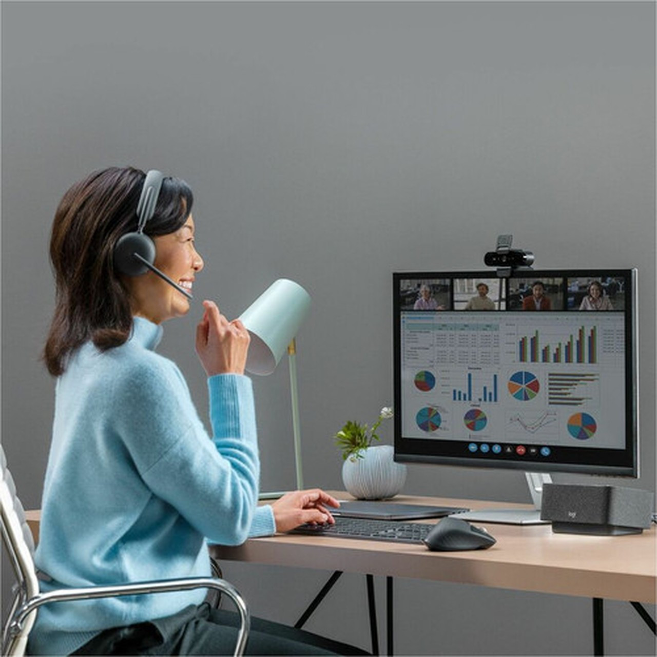 Logitech Zone Wireless 2 Headset - Wireless - Bluetooth - 164 ft - 20 Hz - 20 kHz - Over-the-head - Omni-directional MEMS Technology 981-001151