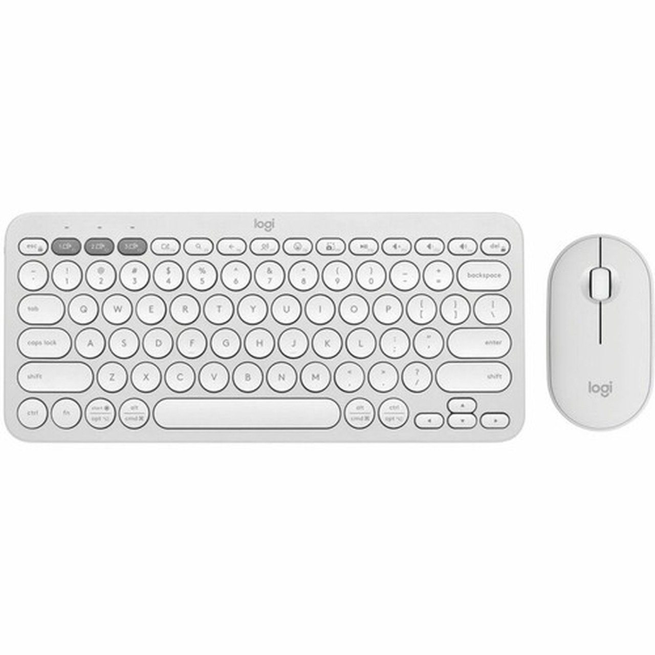 Logitech Pebble 2 Combo Wireless Keyboard and Mouse - USB Type A Wireless Bluetooth Keyboard - Tonal White - USB Type A Wireless Mouse 920-012198