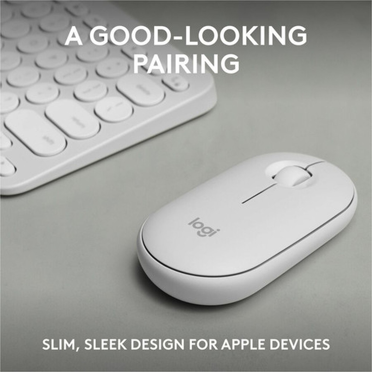 Logitech Pebble 2 Combo for Mac Wireless Keyboard and Mouse - USB Type A Wireless Bluetooth Keyboard - Tonal White - USB Type A Mouse 920-012201