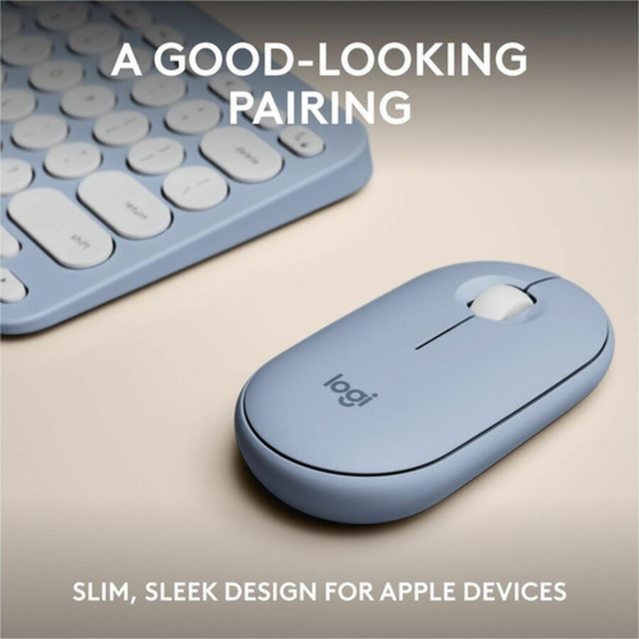 Logitech Pebble 2 Combo for Mac Wireless Keyboard and Mouse - USB Type A Wireless Bluetooth Keyboard - Tonal Blue - USB Type A Mouse - 920-012202