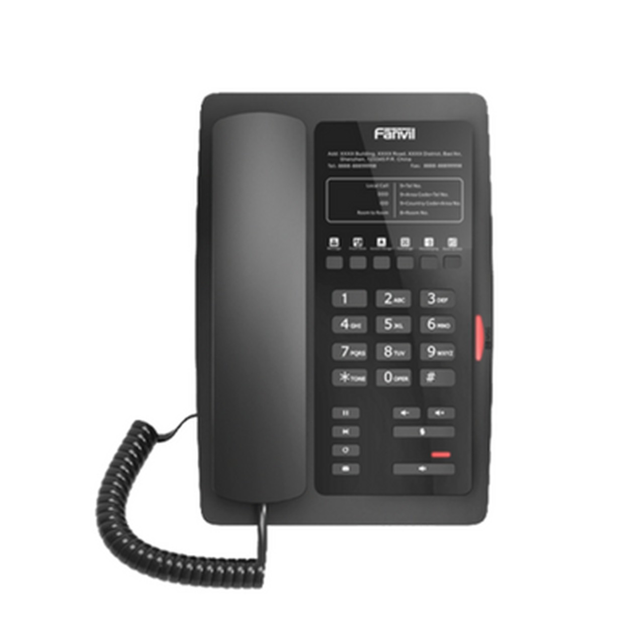 H3 Black VoIP SIP desktop telephone 2 x Fast Ethernet PoE required AC optional SKU FNPS5V1A 2 x SIP lines HD voice 1 x USB-A mobile telephone charging