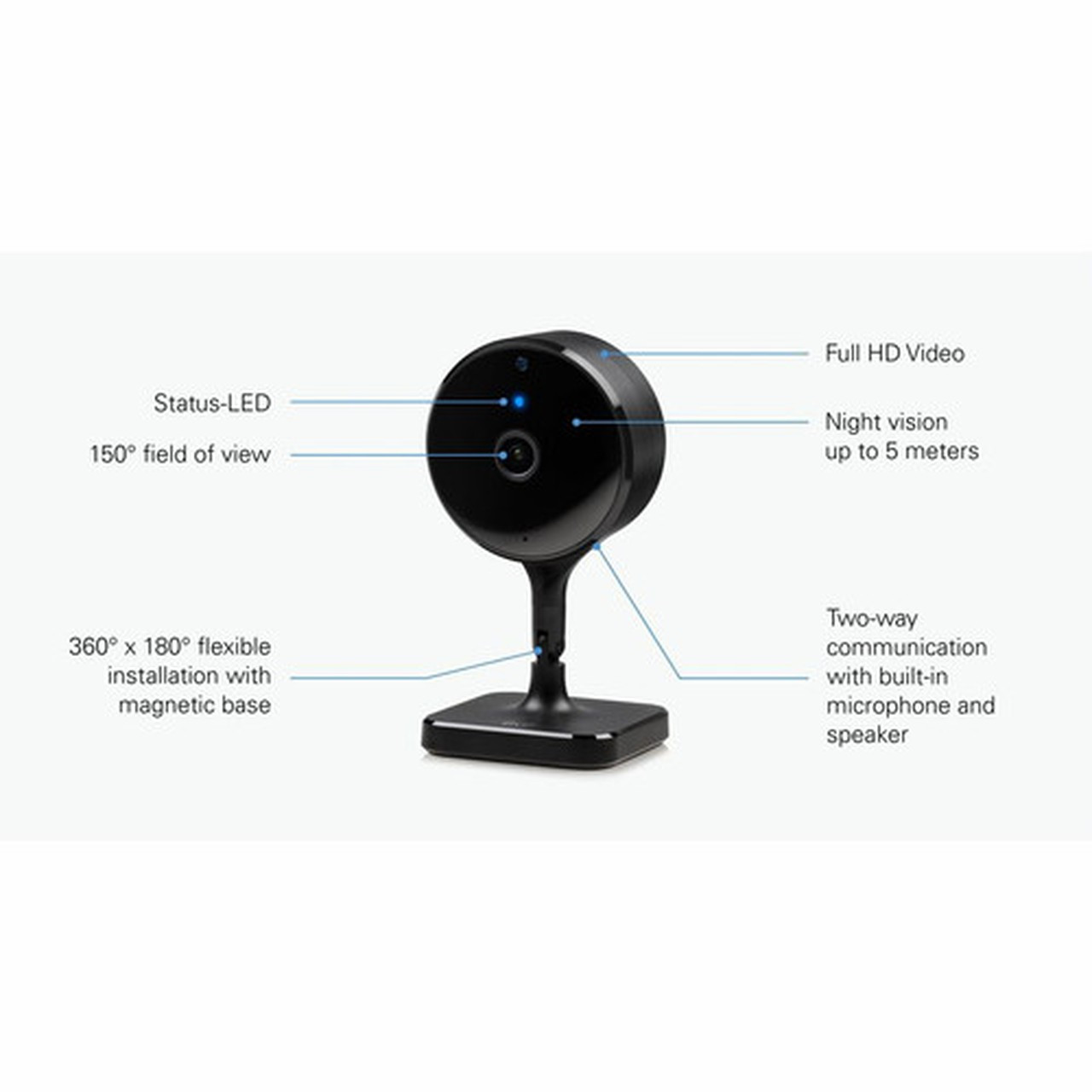 Eve Indoor Full HD Network Camera - Color - 1640 ft 5 m Night Vision - H264 - 1920 x 1080 - 24 fps - Wi-Fi - USB - Wall Mount - 10028025