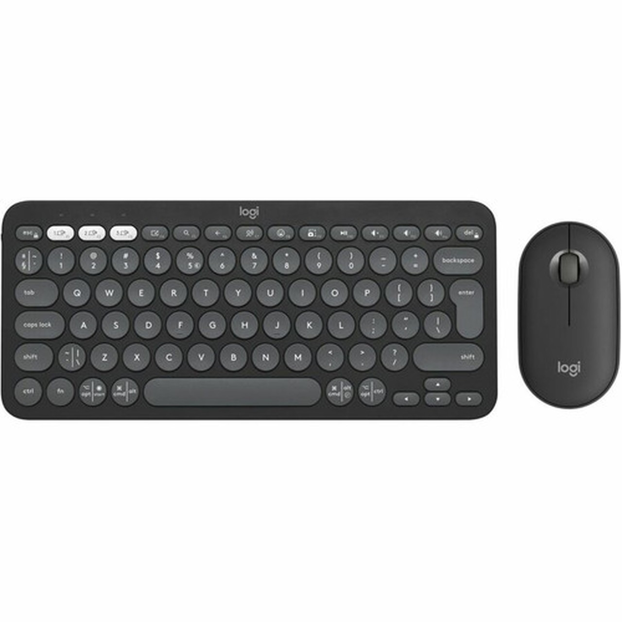Logitech Pebble 2 Combo Keyboard  Mouse - USB Type A Wireless Bluetooth Keyboard - Tonal Graphite - USB Type A Wireless Bluetooth - - 920-012061