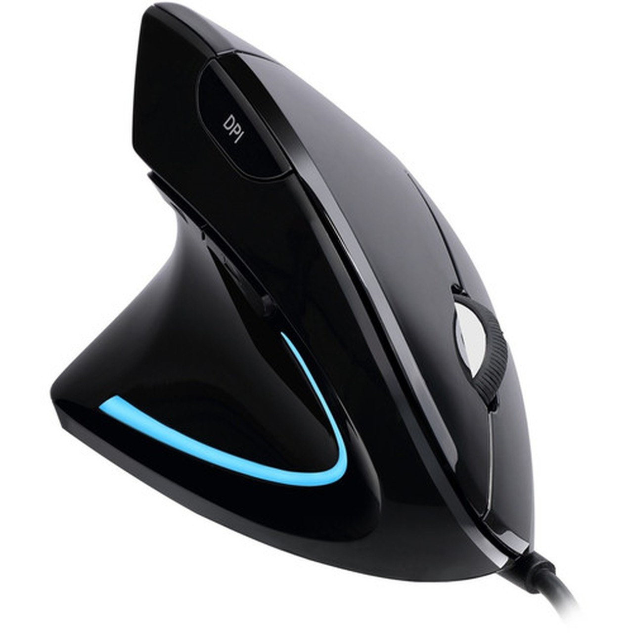Adesso Left-Handed Vertical Ergonimic Mouse - Optical - Cable - Black - USB - 2400 dpi - Scroll Wheel - 6 Buttons - Left-handed IMOUSE E9
