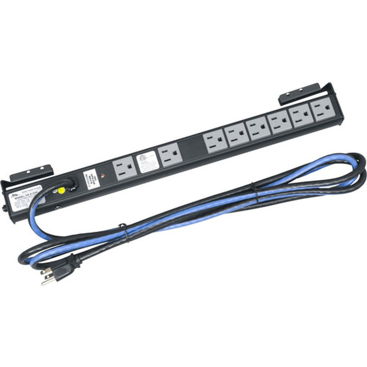 Middle Atlantic PD 8-Outlets Power Strip - NEMA 5-15P - 8 x NEMA 5-15R - 10 ft Cord - Vertical Rackmount PD-815SC-PBSH