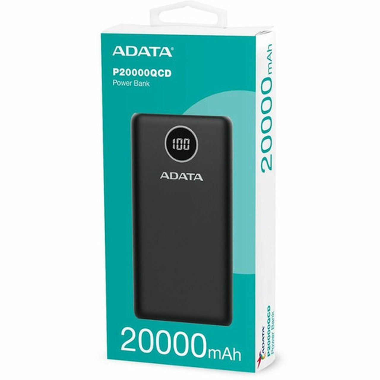 Adata P20000QCD Power Bank - For Mobile Phone Gaming Console - Lithium Polymer Li-Polymer - 20000 mAh - 3 A - 5 V DC 9 V DC 12 V AP20000QCD-DGT-CBK