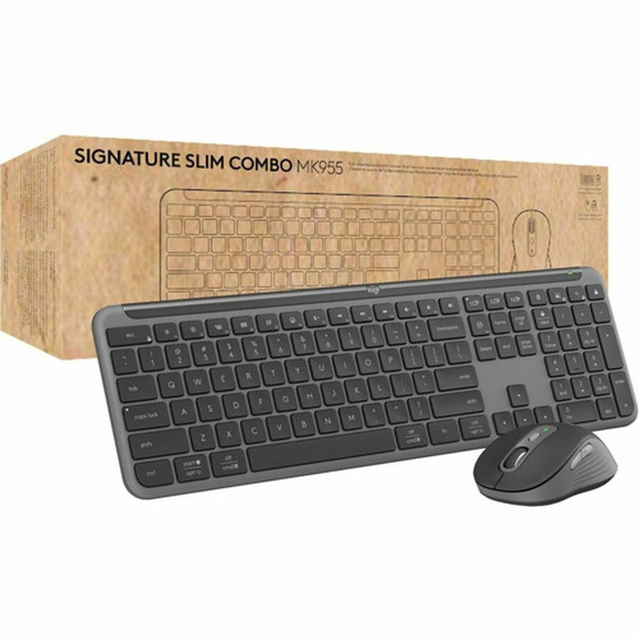 Logitech Signature Slim for Business MK955 Keyboard  Mouse - USB Type A Wireless Bluetooth 51 Keyboard - Graphite - USB Type A Mouse 920-012427