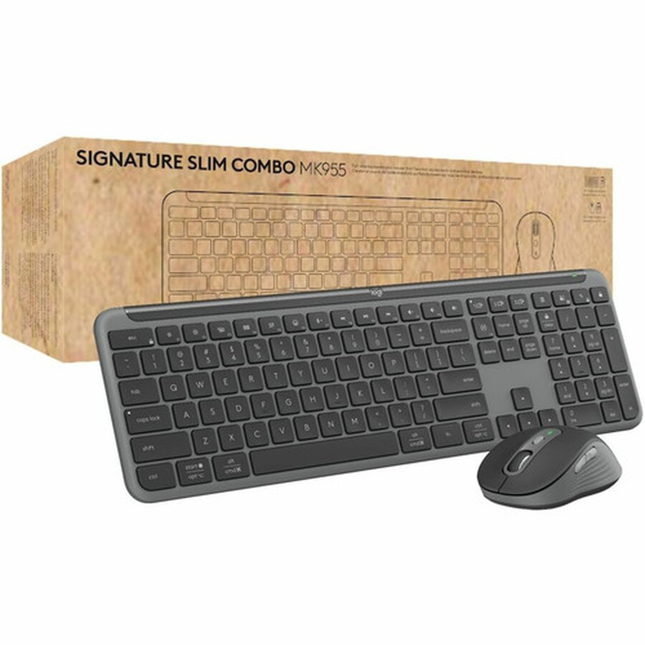 Logitech Signature Slim for Business MK955 Keyboard  Mouse - USB Type A Wireless Bluetooth 51 Keyboard - Graphite - USB Type A Mouse 920-012427