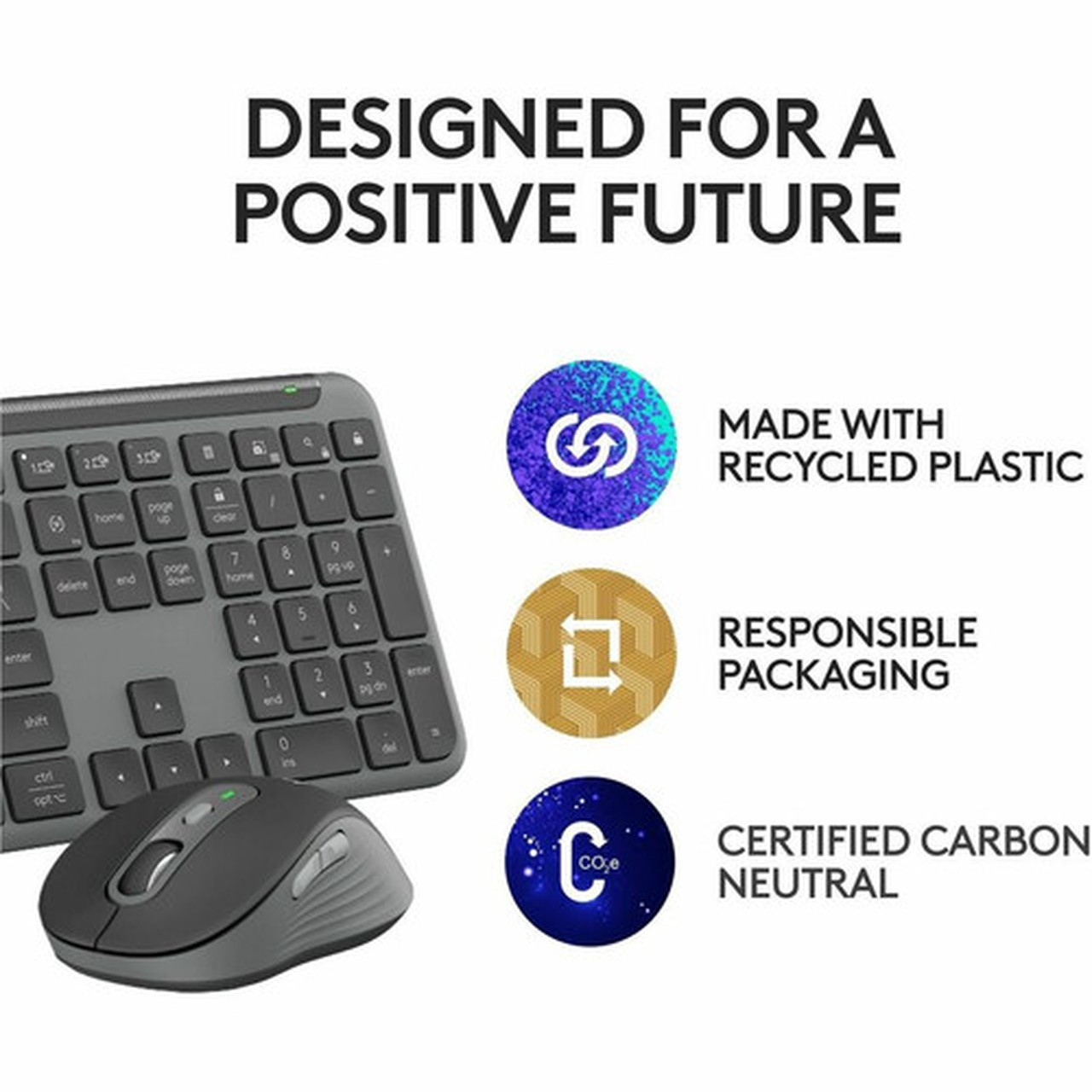 Logitech Signature Slim for Business MK955 Keyboard  Mouse - USB Type A Wireless Bluetooth 51 Keyboard - Graphite - USB Type A Mouse 920-012427