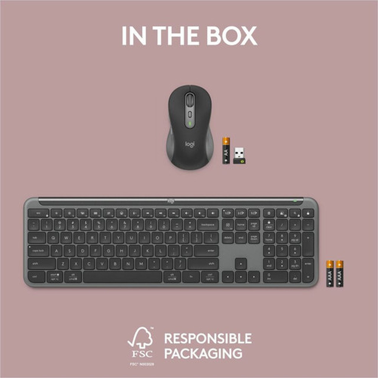 Logitech Signature Slim MK955 Keyboard  Mouse - USB Type A Wireless Bluetooth 51 Keyboard - Graphite - USB Type A Wireless Bluetooth 920-012425