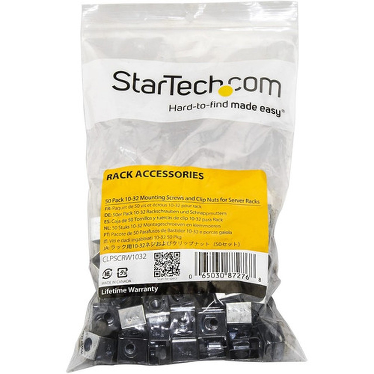 StarTechcom Server Rack Screws and Clip Nuts - 10-32 - Rack Mount Screws and Slide-On Cage Nuts - Clip Nuts and Screws - 50 Pack - 10 CLPSCRW1032