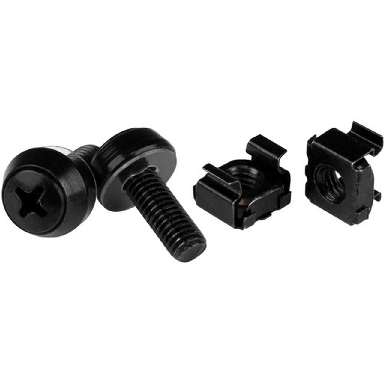 StarTechcom M6 x 12mm - Screws and Cage Nuts - 50 Pack Black - M6 Mounting Screws  Cage Nuts for Server Rack  Cabinet - These M6 x CABSCREWM6B