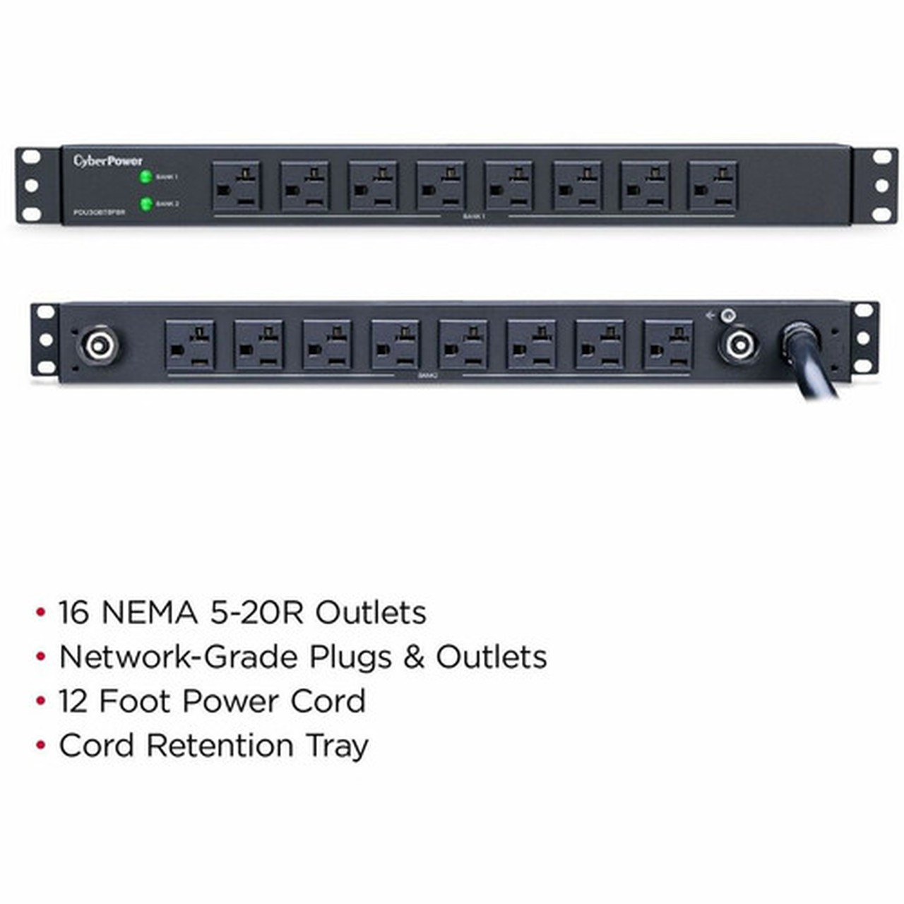 CyberPower Basic PDU30BT8F8R 16-Outlets PDU - Basic - NEMA L5-30P - 16 x NEMA 5-20R - 120 V AC - 1U - Vertical - Rack-mountable PDU30BT8F8R