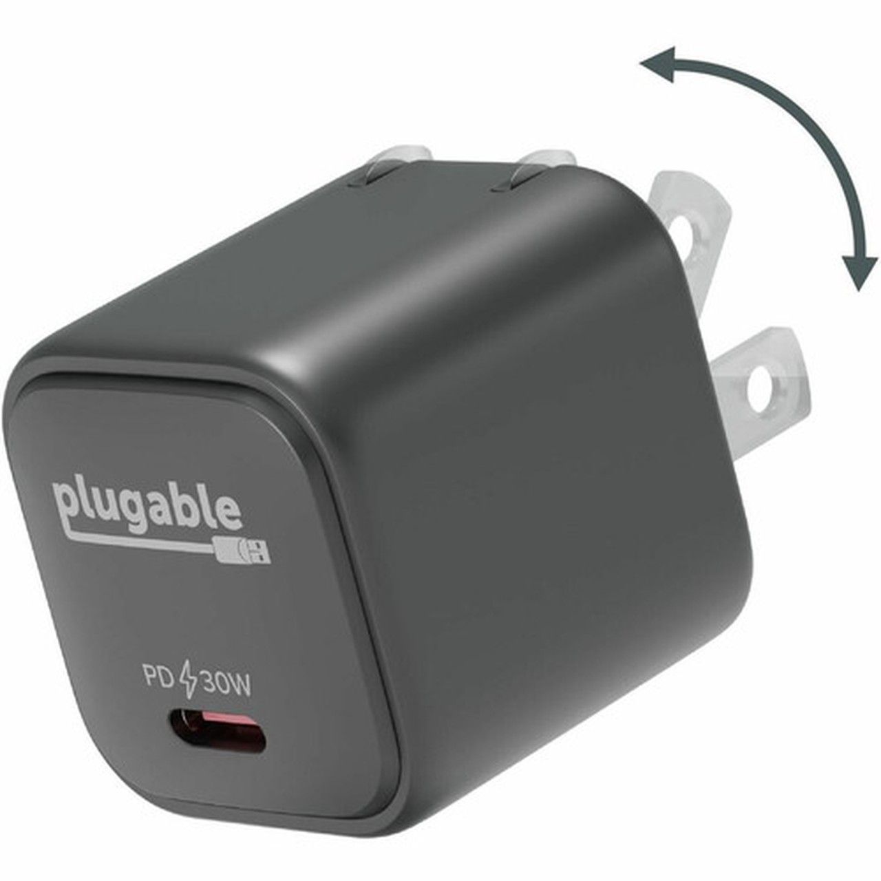 Plugable GaN USB C Charger Block 30W Portable Charger Foldable Prongs - PPS USBC Fast Charger for iPhone 14 iPad Pro Samsung S23 - PS-30C1B