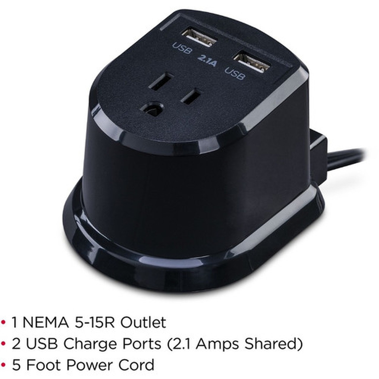 CyberPower CSP105U Dual Power Station 1-Outlet with 2-21A USB Charging Ports and 5FT Cord - NEMA 5-15P - 1 x NEMA 5-15R 2 x USB - 5 CSP105U