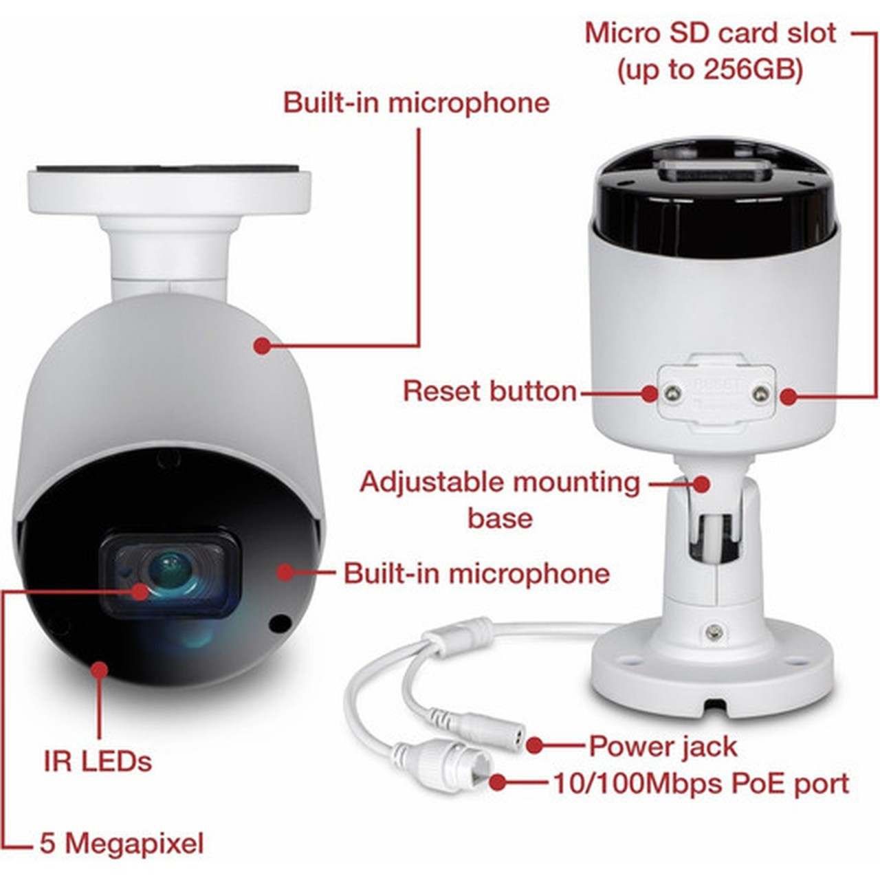 TRENDnet TV-IP1514PI 5 Megapixel IndoorOutdoor Network Camera - Color - Bullet - White - TAA Compliant - 9843 ft 30 m Infrared - - TV-IP1514PI