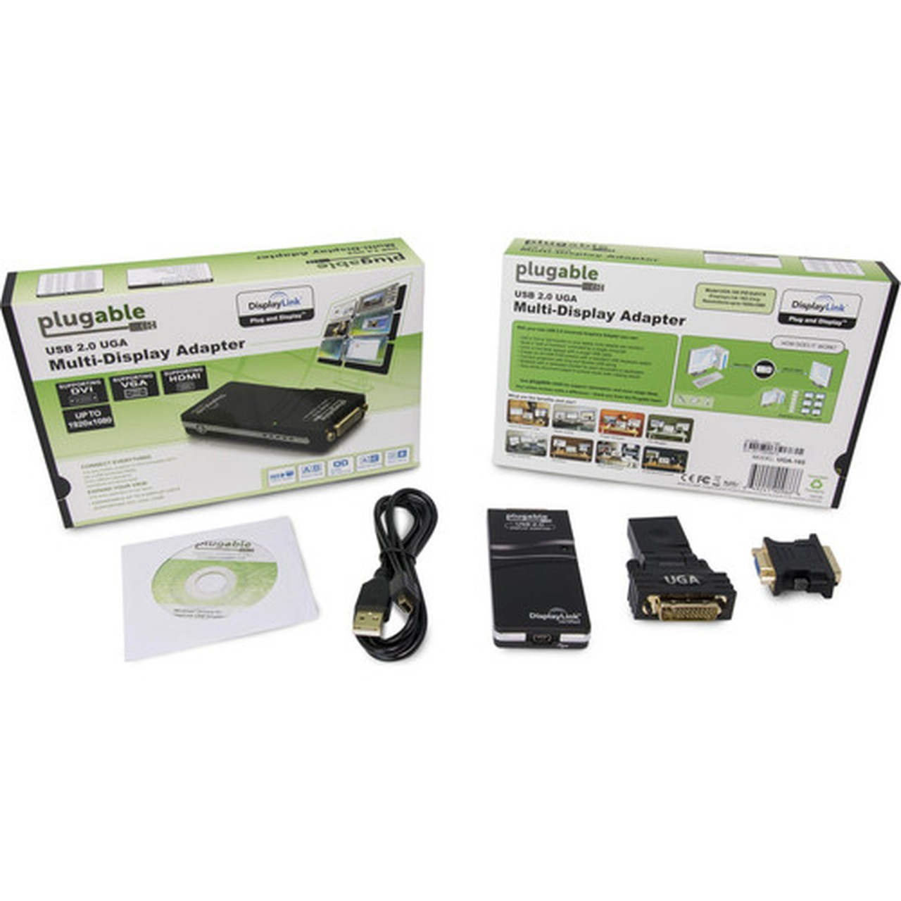 Plugable USB 20 to DVIVGAHDMI Video Graphics Adapter for Multiple Monitors - USB 20 - 1 x DVI Video Male - 1920 x 1080 Supported UGA-165