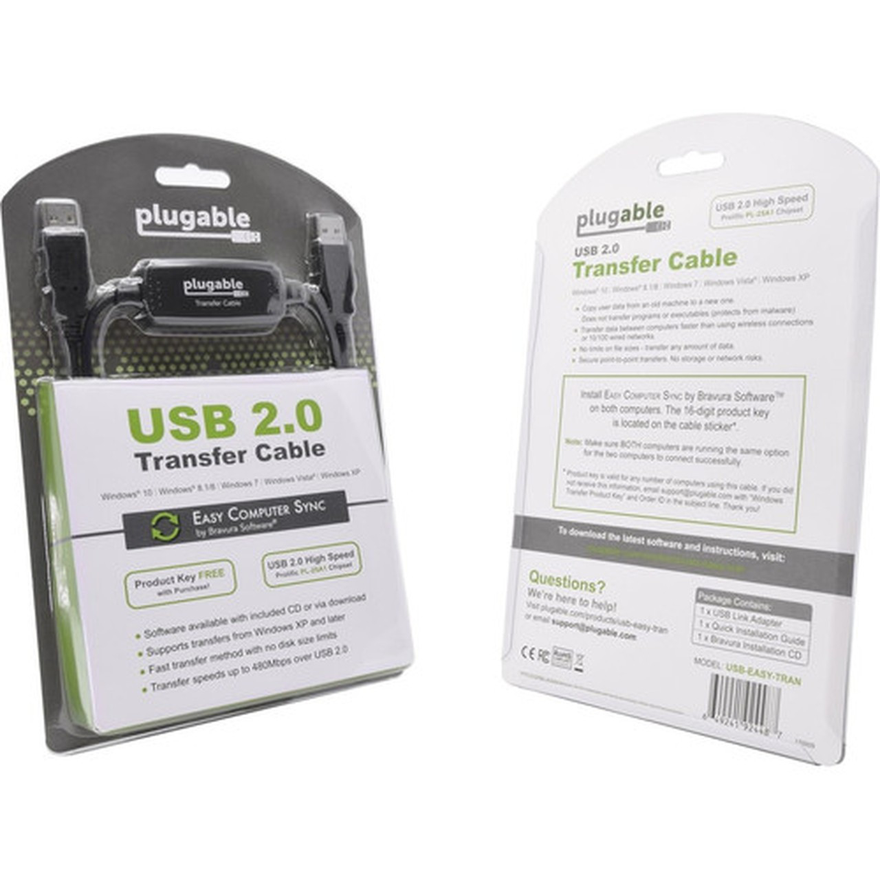 Plugable USB 20 Windows Transfer Cable - 6 ft USB Data Transfer Cable for PC Computer MAC - First End 1 x USB 20 Type A - Male - USB-EASY-TRAN