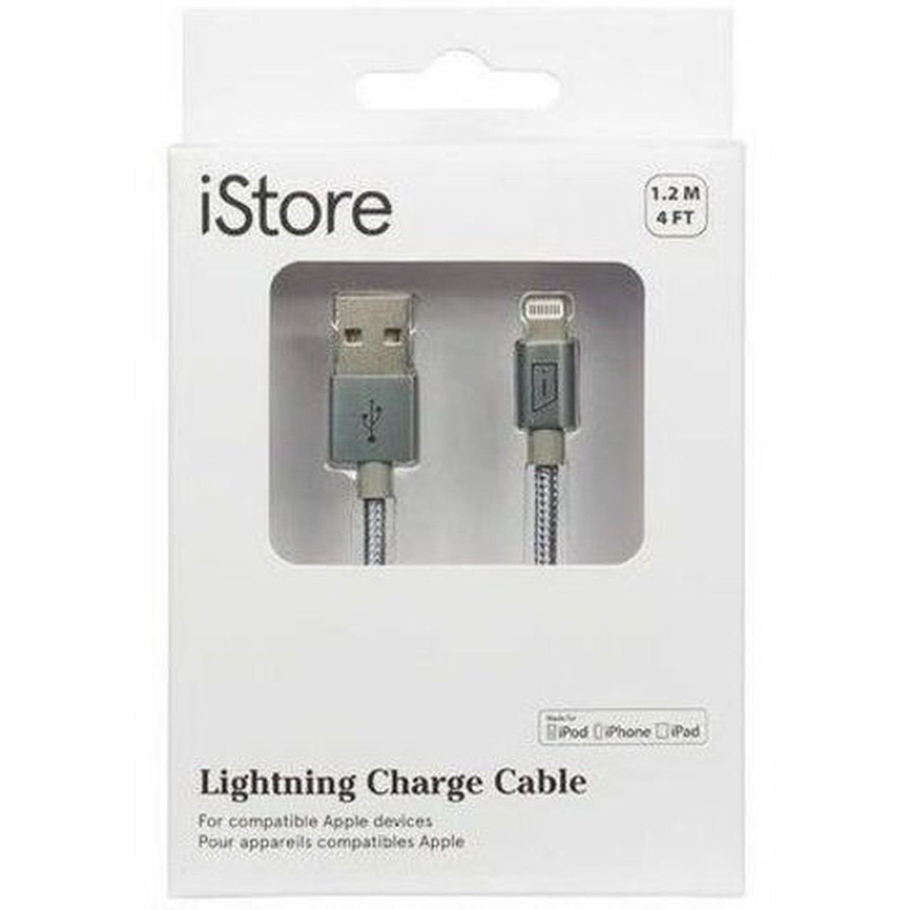 iStore Lightning Charge 4ft 12m Braided Cable Space Gray - 4 ft LightningUSB Data Transfer Cable for Computer Power Adapter - ACC994CAI