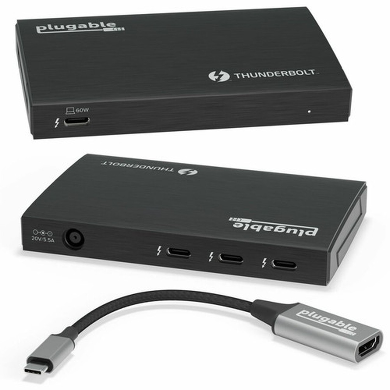 Plugable 4-Port Thunderbolt 4 Hub - USB Type C Thunderbolt 4 - External - 4 Thunderbolt Ports - PC Mac TBT4-HUB3C