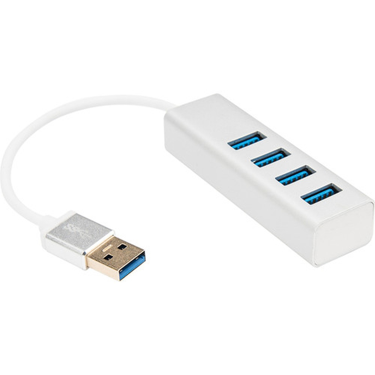 Rocstor 6 in Portable 4 Port SuperSpeed Mini USB 30 Hub - Aluminum Silver - USB - External - 4 USB Ports - 4 USB 30 Ports - PC Y10A216-S1
