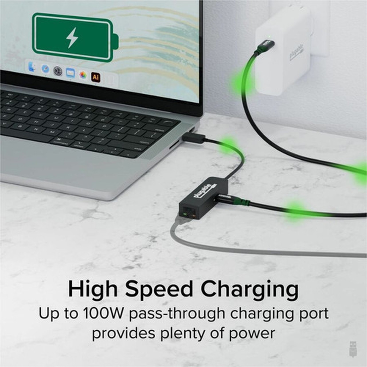 Plugable USB C to Ethernet Adapter 25Gb with 100W USB-C PD Charging 25 Gigabit Type C USB Ethernet Adapter - for Windows MacBook USBC-E2500PD