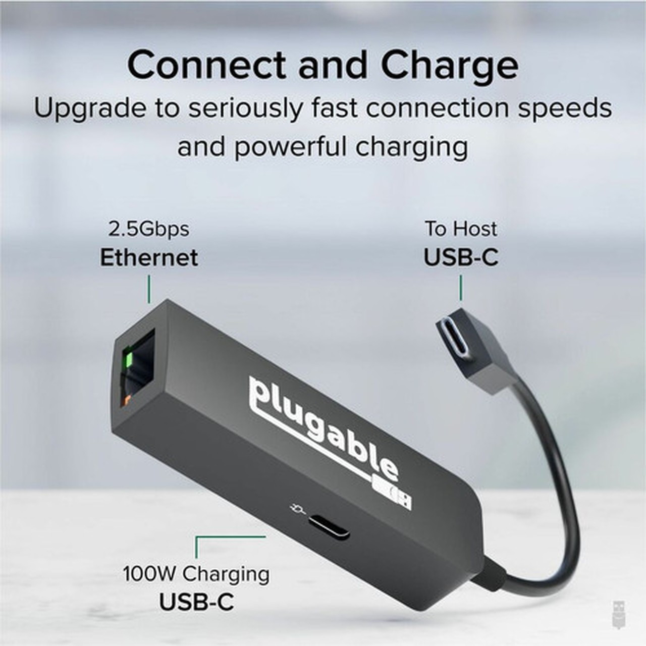 Plugable USB C to Ethernet Adapter 25Gb with 100W USB-C PD Charging 25 Gigabit Type C USB Ethernet Adapter - for Windows MacBook USBC-E2500PD