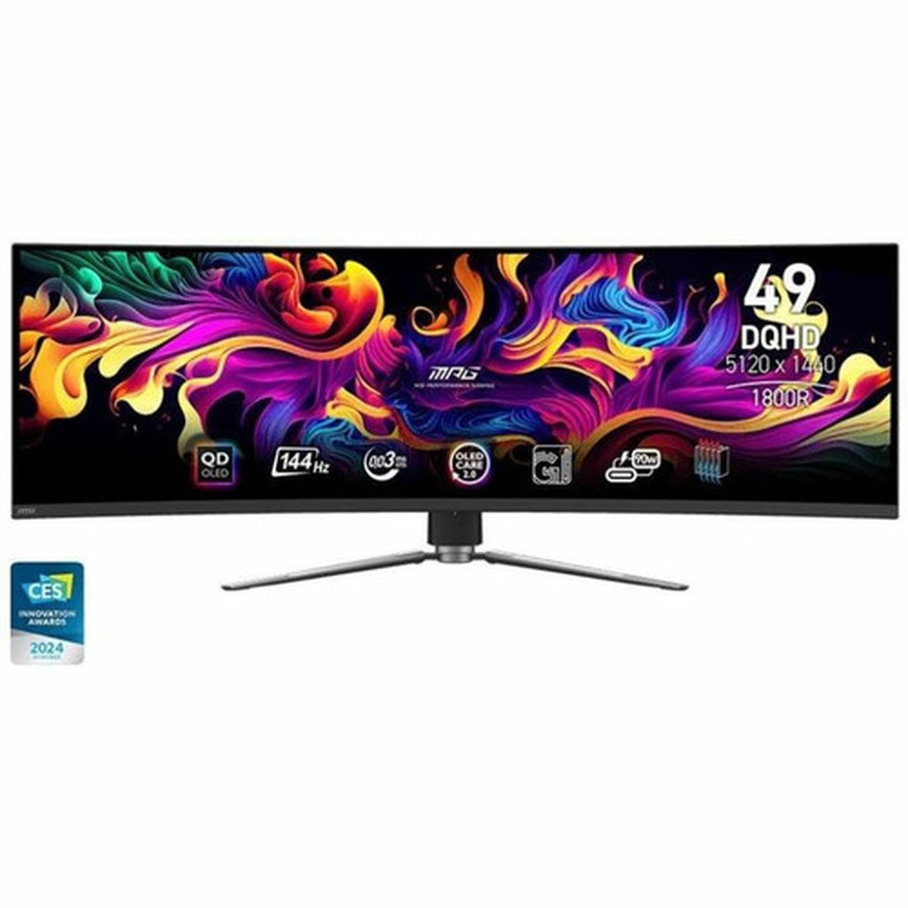 MSI MPG 491CQP QD-OLED 49 Class Dual Quad HD DQHD Curved Screen Gaming OLED Monitor - 329 - Metallic Black - 49 Viewable - OLED - MPG491CQPQDOLED