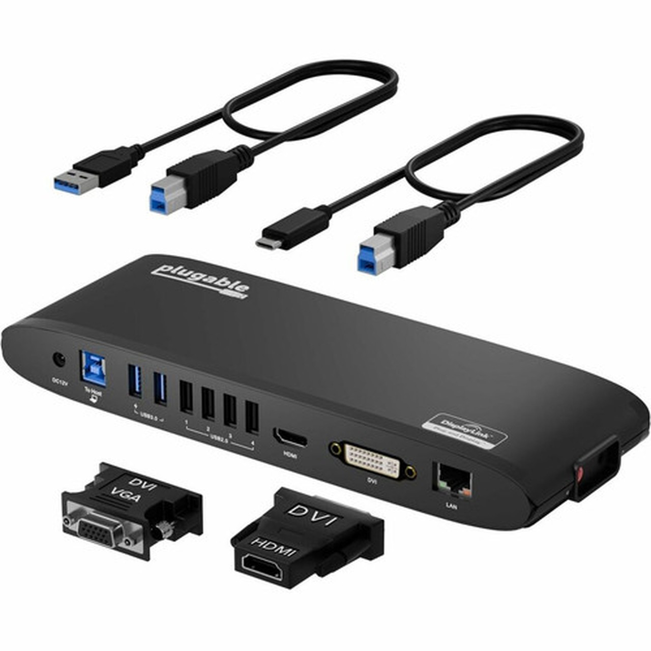 Plugable USB 30 Universal Laptop Docking Station for Windows and Mac - Dual Monitor HDMI and DVIHDMIVGA Gigabit Ethernet Audio UD-3900H