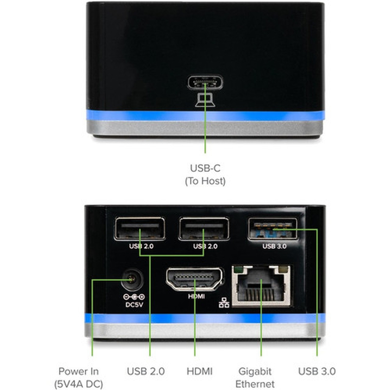Plugable Docking Station - for NotebookDesktop PC - USB 31 Gen 1 Type C - 4K - 3840 x 2160 2560 x 1440 1920 x 1080 - 2 x USB 20 UD-CUBE