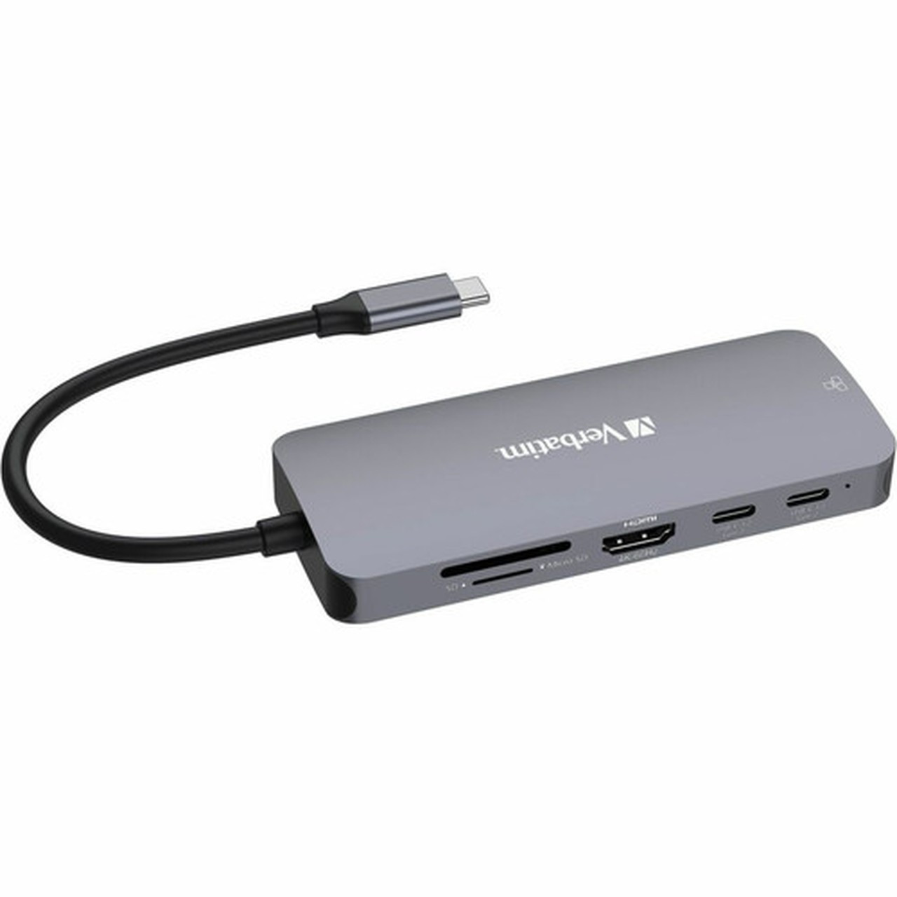 Verbatim Pro Docking Station - for Notebook - Charging Capability - Memory Card Reader - SD microSD - USB Type C - 4K - 3840 x 2160 - 32152