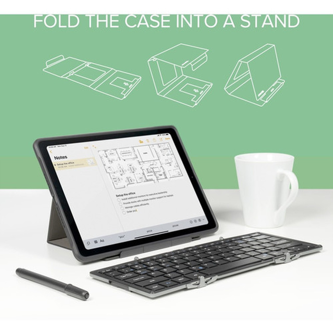 Plugable Foldable Bluetooth Keyboard Compatible with iPad iPhones Android and Windows - Full-Size Multi-Device Keyboard Wireless BT-KEY3XL