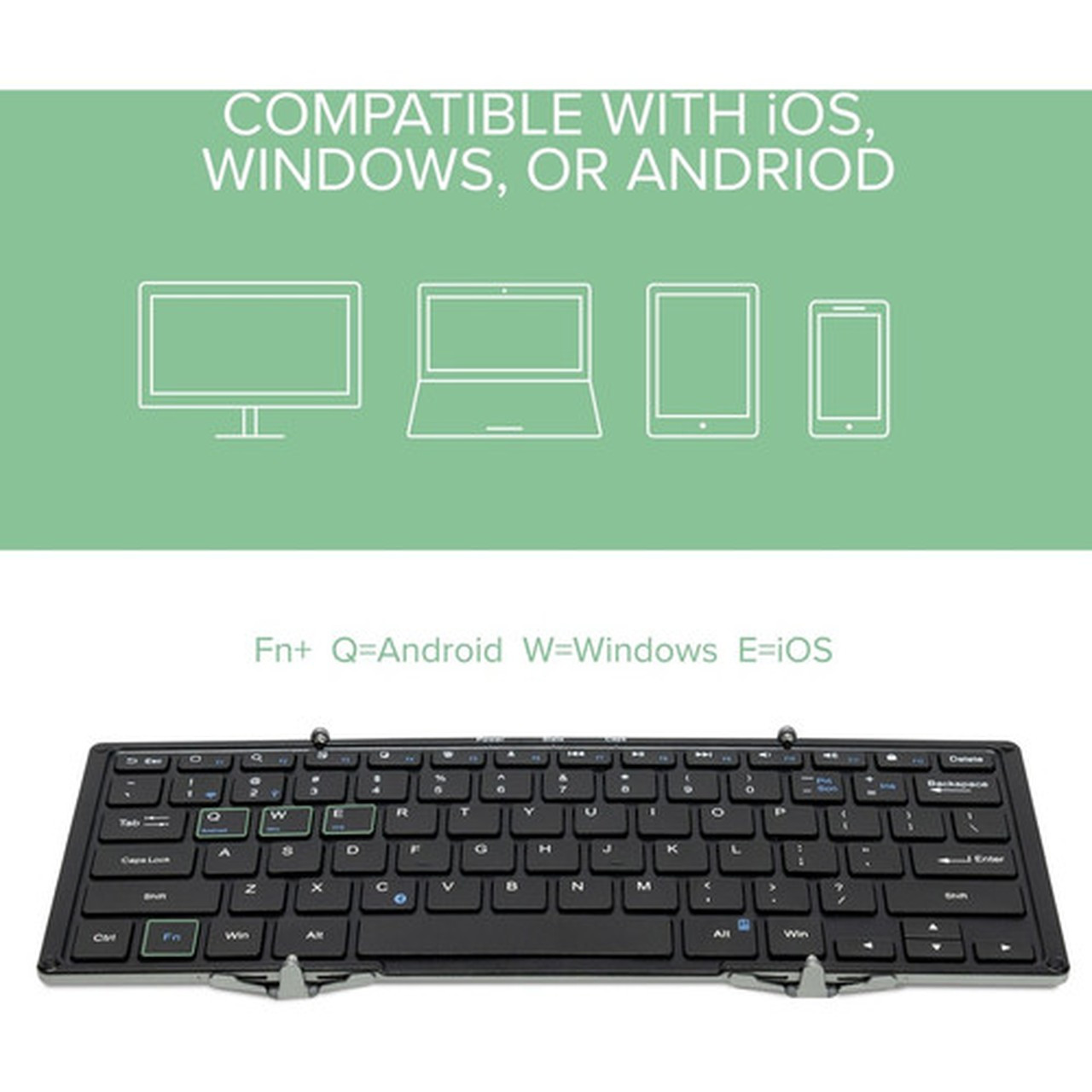 Plugable Foldable Bluetooth Keyboard Compatible with iPad iPhones Android and Windows - Full-Size Multi-Device Keyboard Wireless BT-KEY3XL