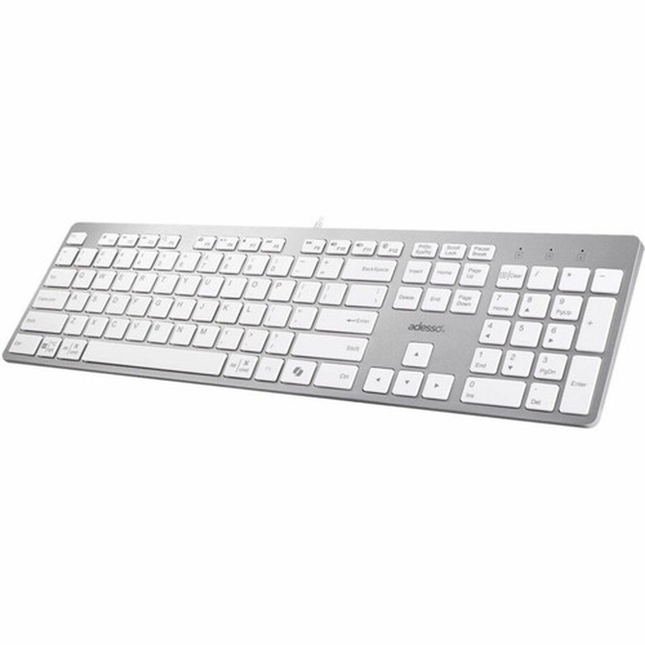 Adesso EasyTouch AKB-730UW Keyboard - Cable Connectivity - USB Type C Interface - 112 Key CoPilot Multimedia Windows Key Internet AKB-730UW