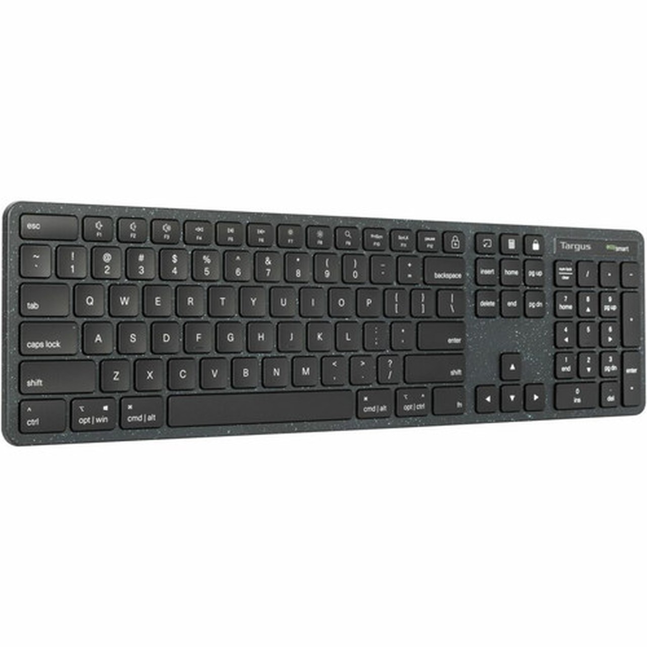 Targus Full-Size Wireless EcoSmart Keyboard - Wireless Connectivity - BluetoothRF - 240 GHz - 104 Key - Windows macOS iPadOS iOS AKB873US