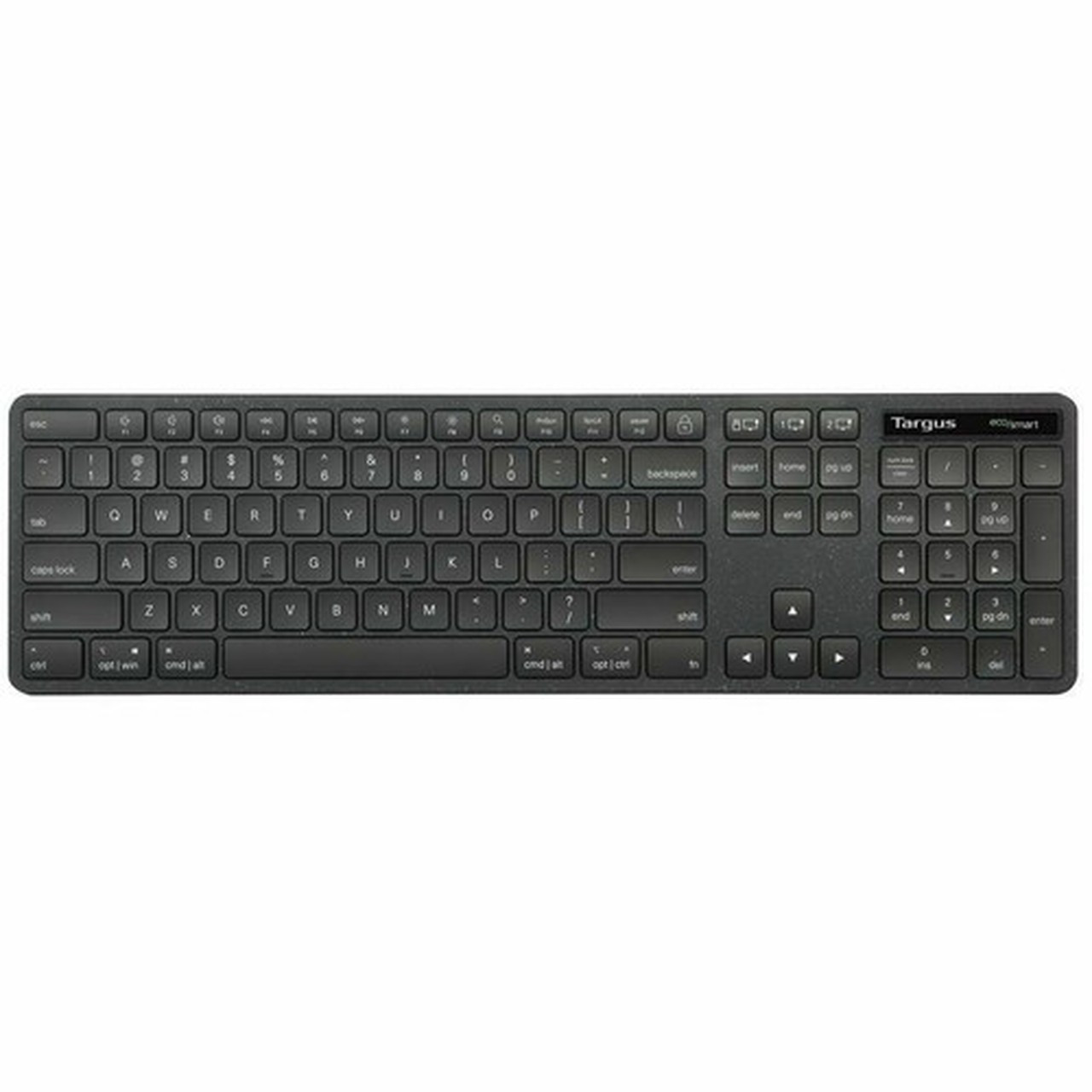 Targus Full-Size Wireless EcoSmart Keyboard - Wireless Connectivity - BluetoothRF - 240 GHz - 104 Key - Windows macOS iPadOS iOS AKB873US