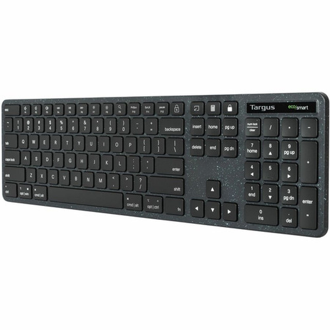 Targus Full-Size Wireless EcoSmart Keyboard - Wireless Connectivity - BluetoothRF - 240 GHz - 104 Key - Windows macOS iPadOS iOS AKB873US